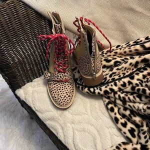 DV by Dolce Vita Leopard Print Lace-Up Boots with Red Laces